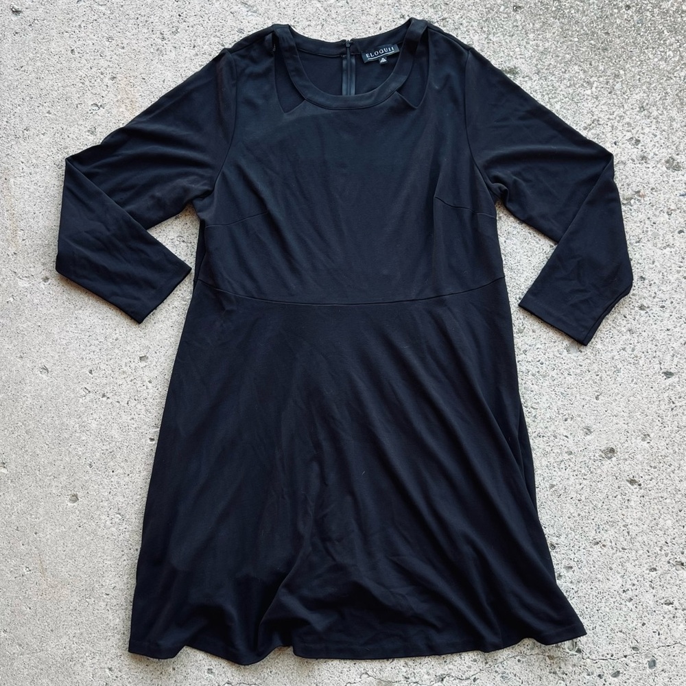Soft Black Breezy Comfy Flowy Long Sleeve Dress Size 20 NEW WITH TAG